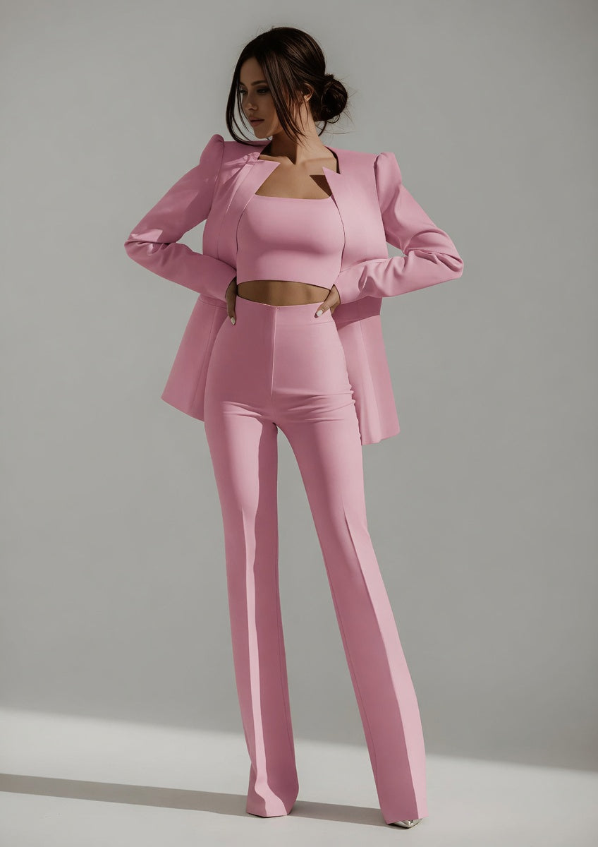 PowerChic Dames Broekpak 3-Delig met Blazer en Flared Broek