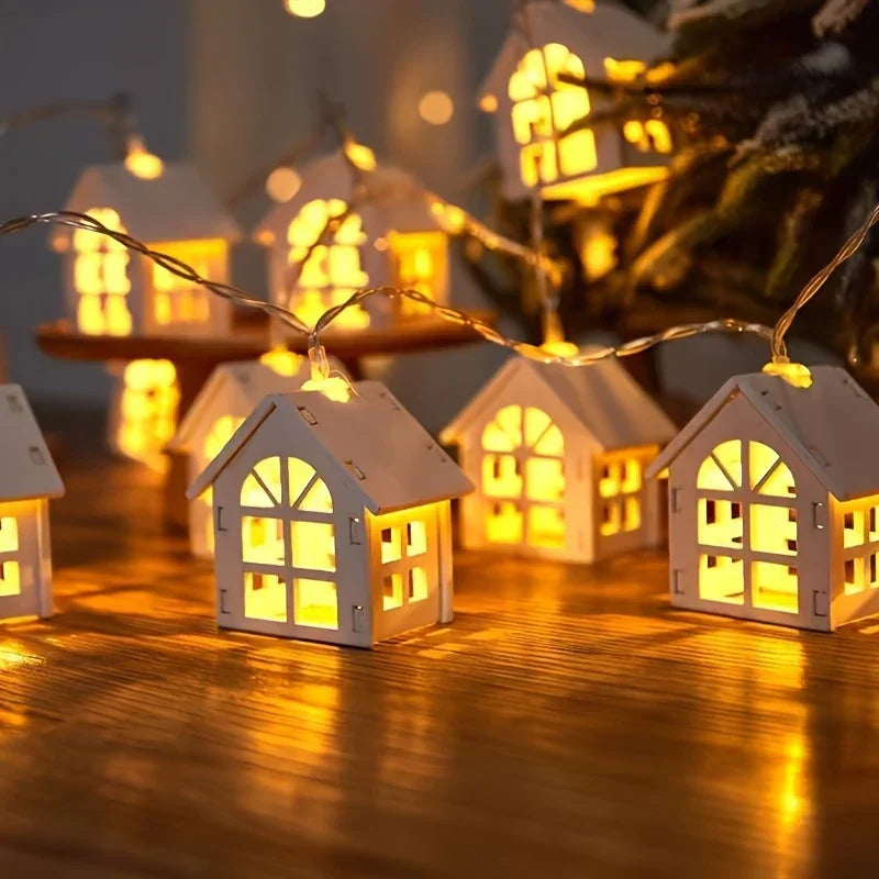LED lichtslinger met mini-huis – Decoratieve kerstverlichting voor binnengebruik