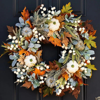 Halloween Herfstkrans met Pompoenen – Handgemaakte Deurdecoratie