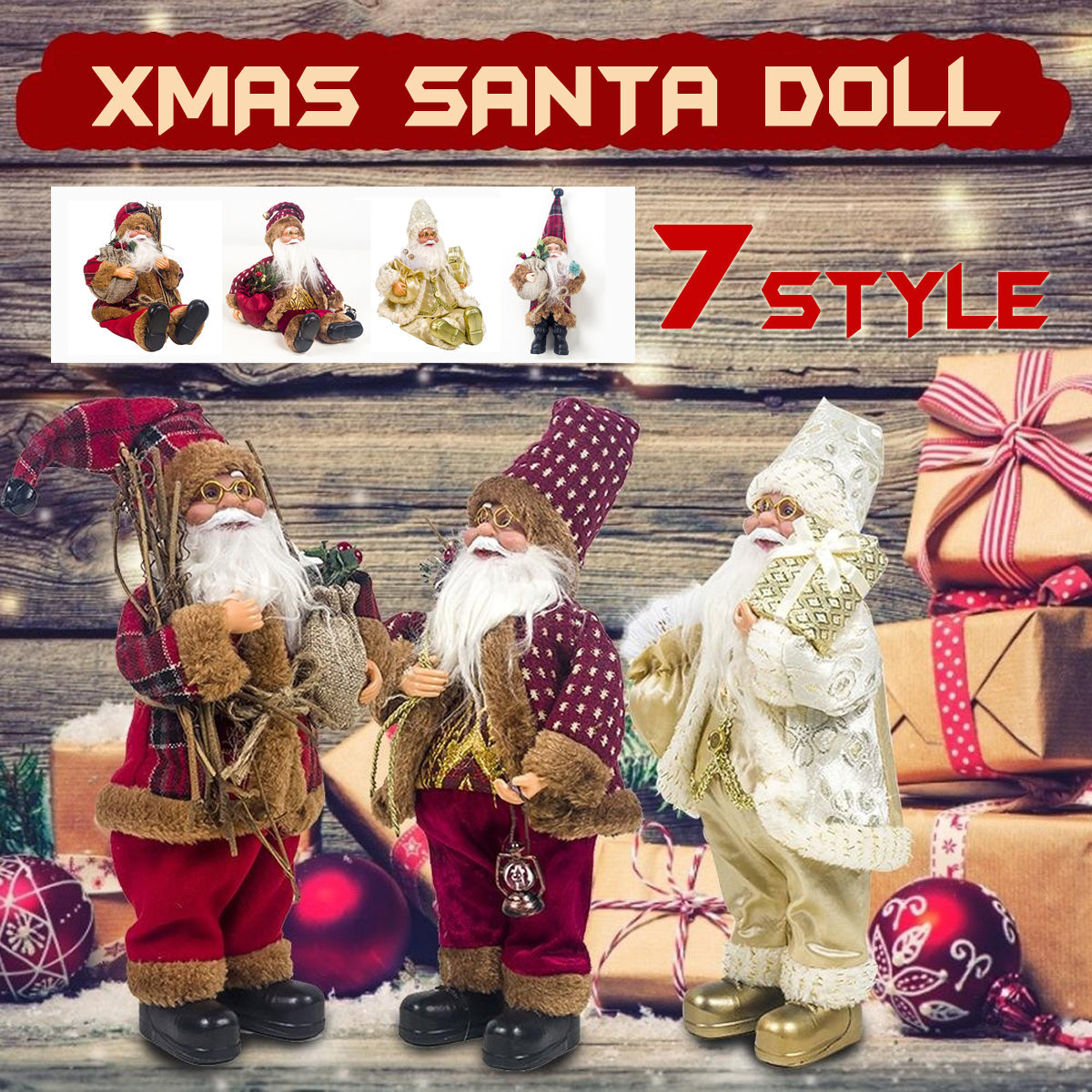 Kerstman Noël Decoratiepop – Staande en Zittende Kerstfiguur
