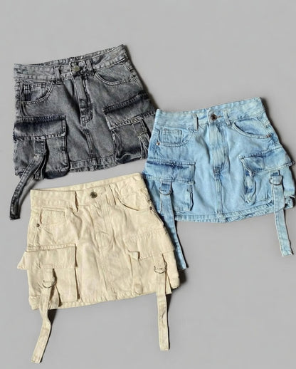 Ravena denim minirok dames A-lijn met zakken casual stijl