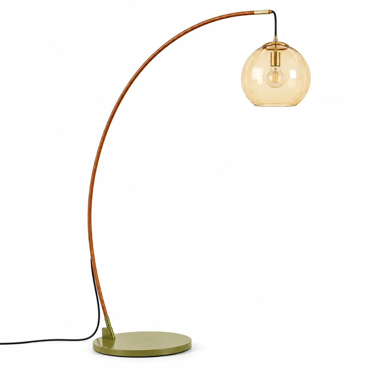Elvara Boogvloerlamp – Moderne Vloerlamp met Amberkleurig Glas