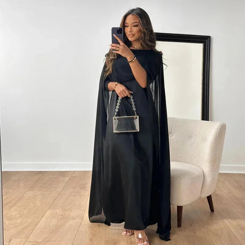 Lily | Dames Bruiloft Gast Cape Maxi Jurk
