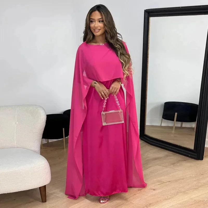 Lily | Dames Bruiloft Gast Cape Maxi Jurk