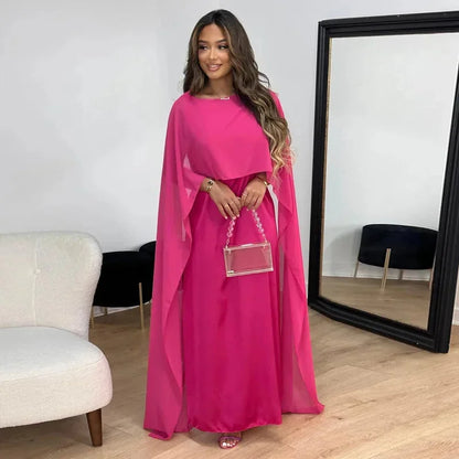 Lily | Dames Bruiloft Gast Cape Maxi Jurk