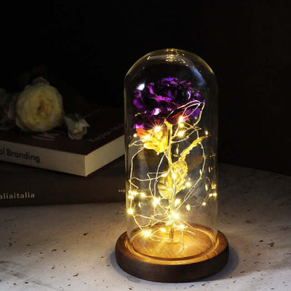 Liefdesroos – Eeuwige Rode Roos met LED-verlichting en Glazen Stolp