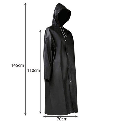 Lange Unisex Zwarte Regenjas met Capuchon