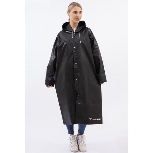 Lange Unisex Zwarte Regenjas met Capuchon
