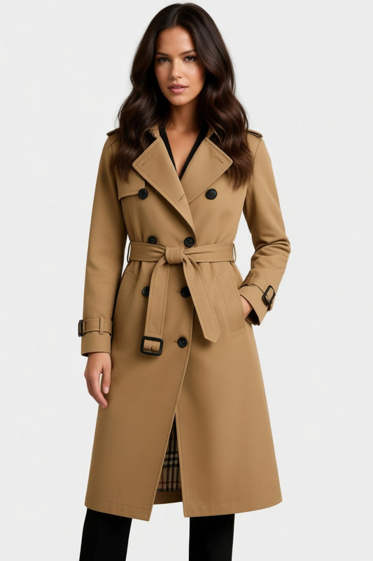 Marivelle Lange Dames Trenchcoat met Ceintuur en Dubbelrijig Design