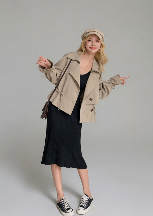 Novaline korte dames trenchcoat casual voorjaarsjas modern