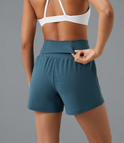 Lyvera Dames 2-in-1 Sportshort – Ademend Hardloopshort met Binnenbroek