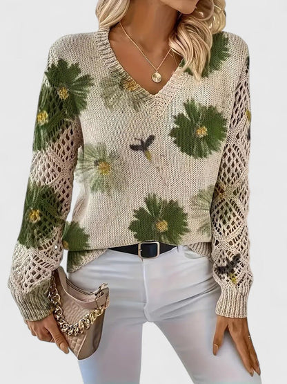 LavendelBloesem Elegante Dames Cardigan Bloemen V-hals Vest Comfort