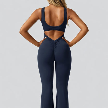 Veloura Sculpt Jumpsuit Dames Stretch Backless Flared Fit