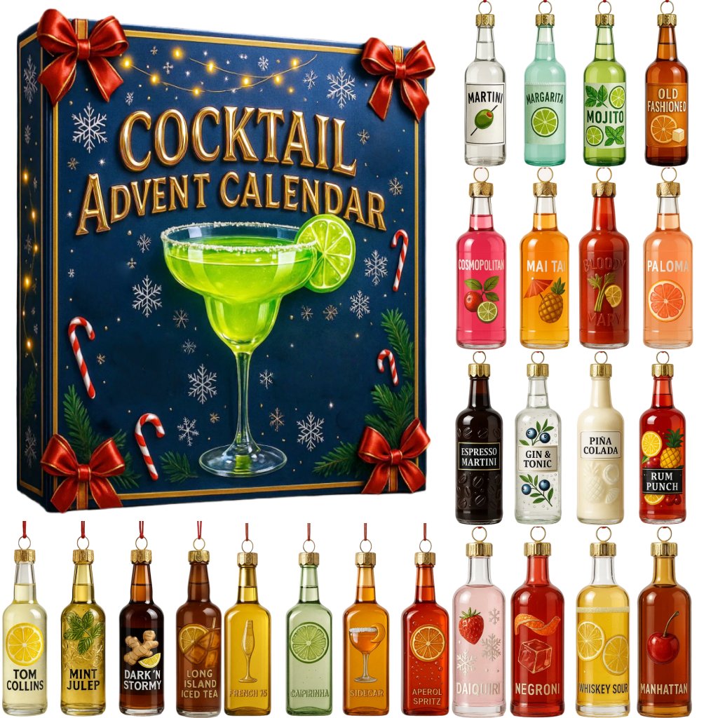 Feestmix – Cocktail adventskalender 2025 met 24 vakjes
