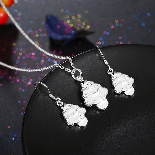 WinterSter Sieradenset – Zilverkleurige Kerstketting en Oorbellen