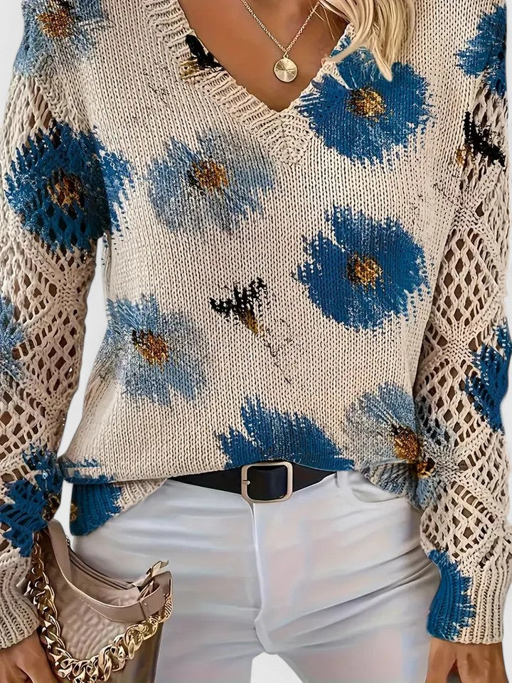 LavendelBloesem Elegante Dames Cardigan Bloemen V-hals Vest Comfort