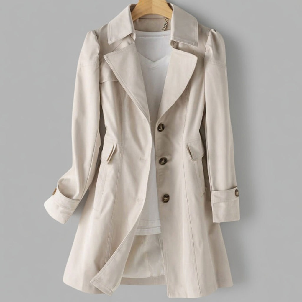 Valenna dames trenchcoat licht getailleerd met dubbele knopen