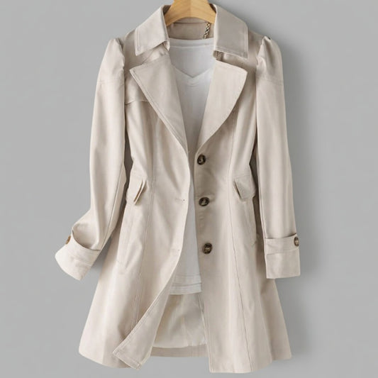 Valenna dames trenchcoat licht getailleerd met dubbele knopen