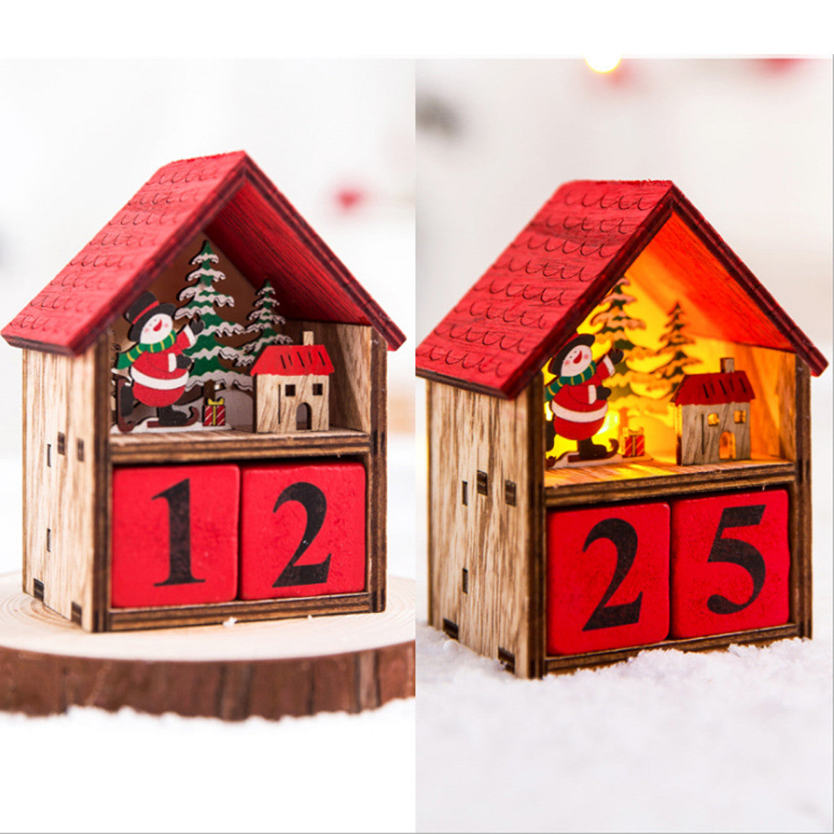 Lichtkalender Kerstdecoratie – LED Adventskalender met Kerstman of Sneeuwman