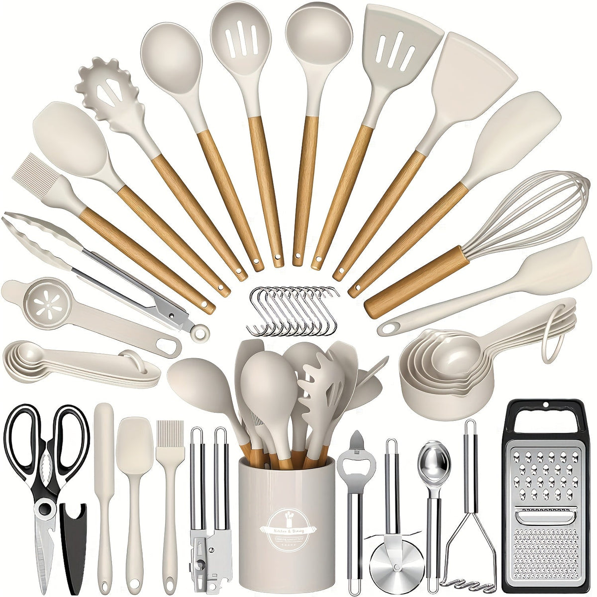 44-delige Keukengerei Set – KookLuxe Siliconen & Hout