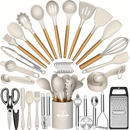 44-delige Keukengerei Set – KookLuxe Siliconen & Hout