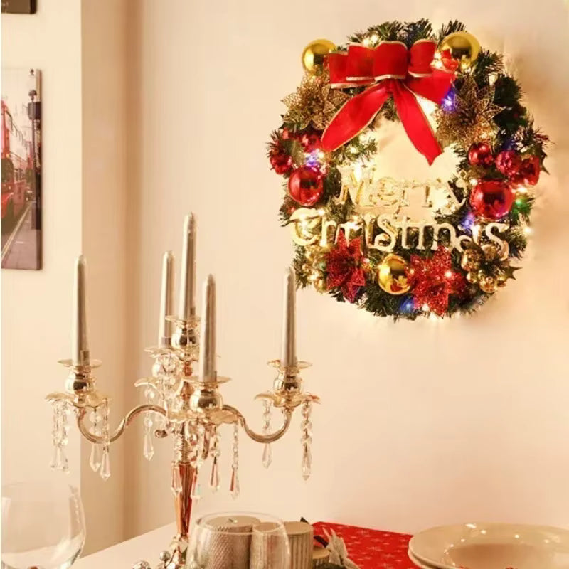 Feestglans Kerstkrans 30 cm – Decoratie in Rood, Goud en Groen