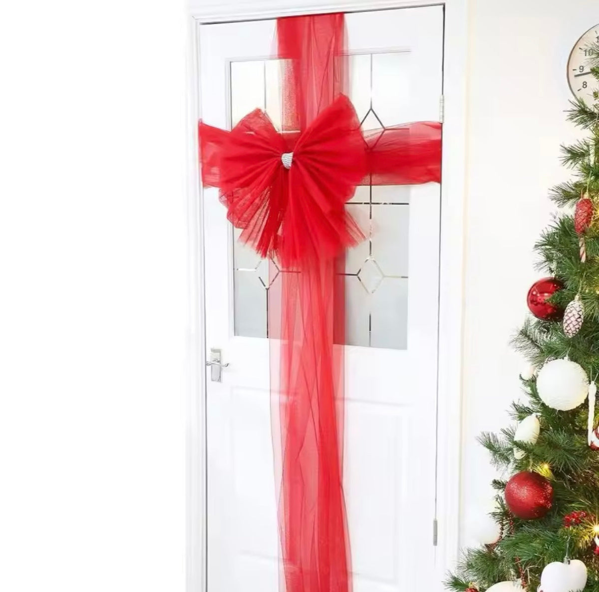 Rode Feeststrik Deurdecoratie – Feestelijke Kerstversiering voor Binnen en Buiten