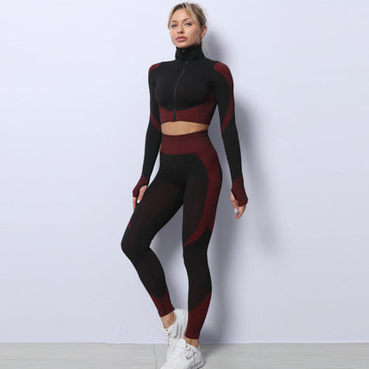 Flexivara – Naadloze 3-delige sportset met jack, bh en legging