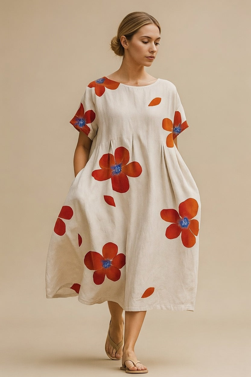 Florella™ Dames Bloemenjurk – Luchtige A-Lijn Zomerjurk met Bloemenprint