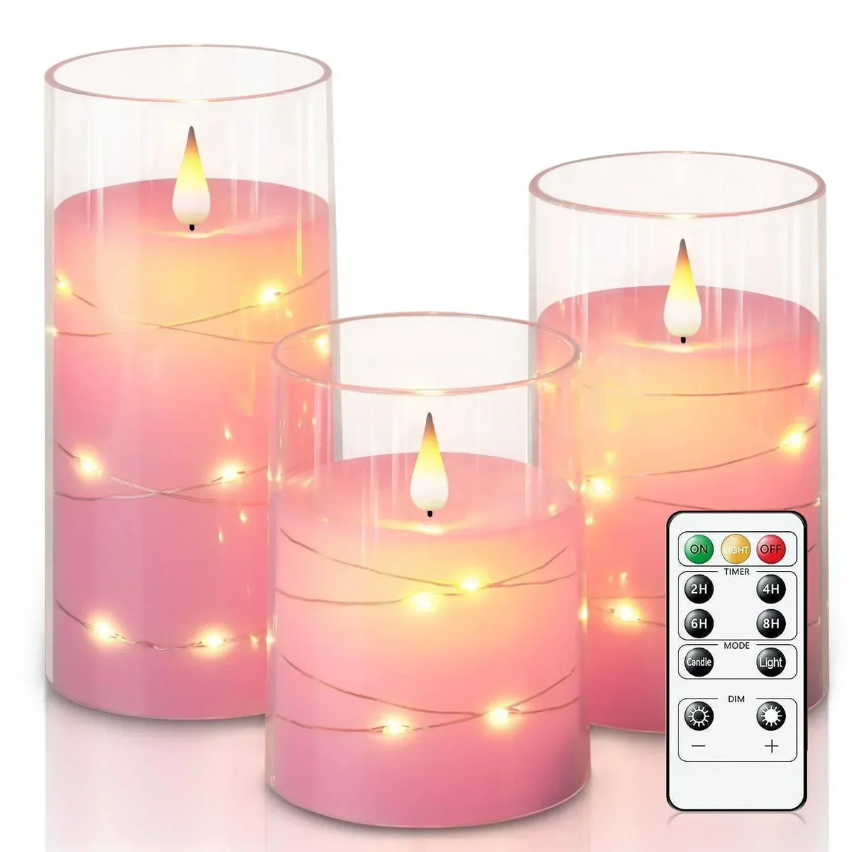 Amara LED-kaarsen – Set van 3 met Realistisch Vlamflikkereffect
