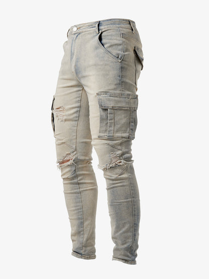 Heren Slim Fit Cargo Jeans – Multi-Pocket Streetstyle met Stretch