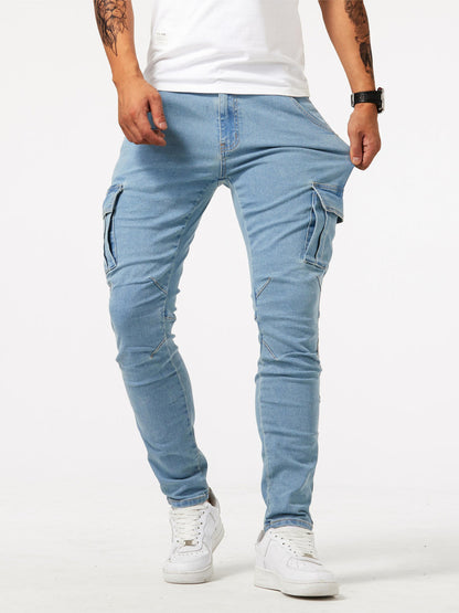 Heren Slim Fit Cargo Jeans – Multi-Pocket Streetstyle met Stretch