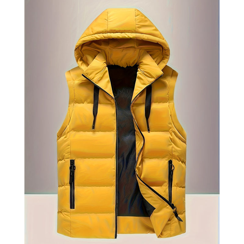 Winterdek – Herenbodywarmer met capuchon, ritszakken en volledige ritssluiting