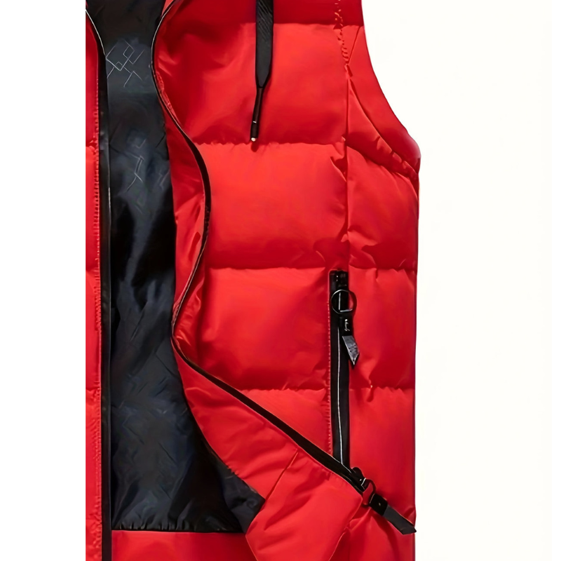 Winterdek – Herenbodywarmer met capuchon, ritszakken en volledige ritssluiting