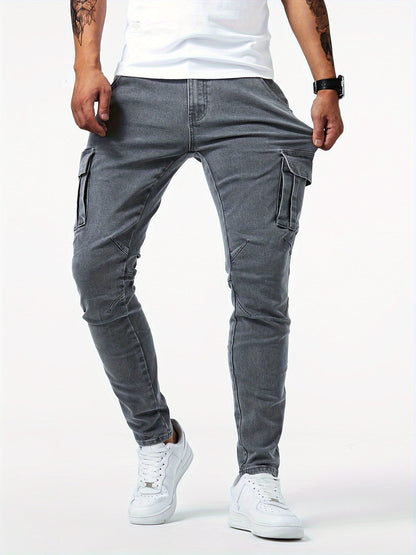 Heren Slim Fit Cargo Jeans – Multi-Pocket Streetstyle met Stretch