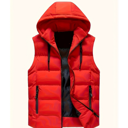 Winterdek – Herenbodywarmer met capuchon, ritszakken en volledige ritssluiting