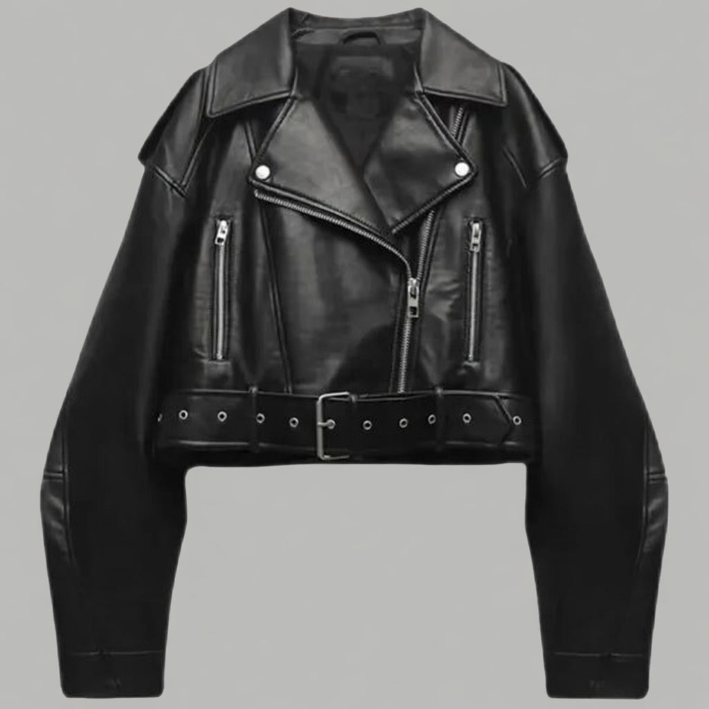 NovaRiem Cropped Dames Jas van PU Leer met Rits en Stijl