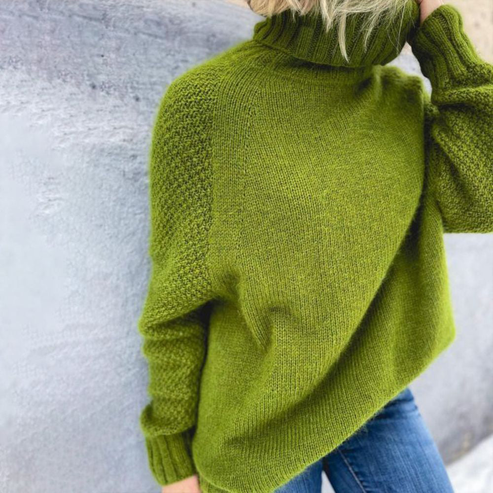 Dames Oversized Polotrui met Brede Kraag en Lange Mouwen