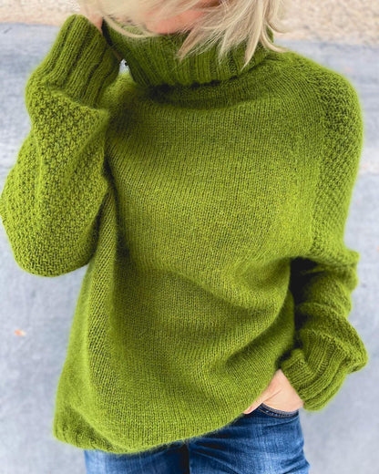 Dames Oversized Polotrui met Brede Kraag en Lange Mouwen