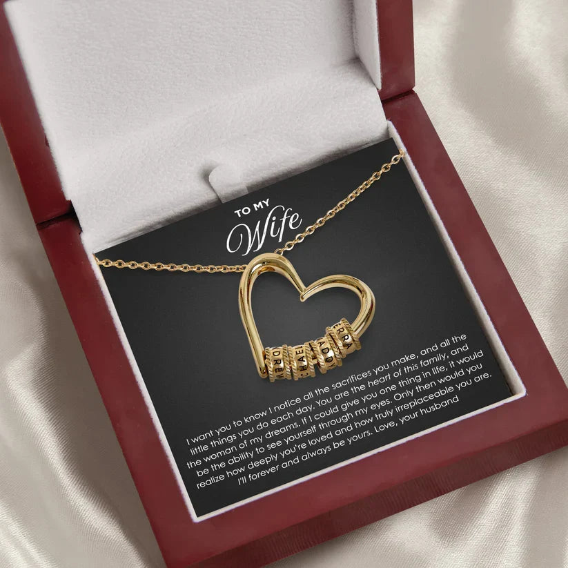 Liefshart Gepersonaliseerde Namenketting met Hart en Kralen