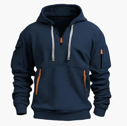 Heren Hoodie met capuchon en rits – Functionele en warme streetwear voor dagelijks gebruik en vrije tijd