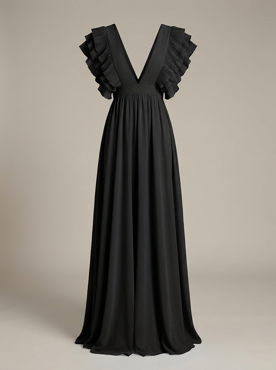 Elegante Ruchesglans Maxi Jurk Dames Bruiloft & Feestelijke Look