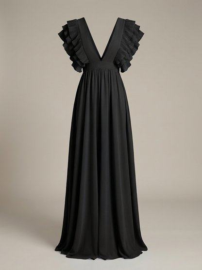 Elegante Ruchesglans Maxi Jurk Dames Bruiloft & Feestelijke Look