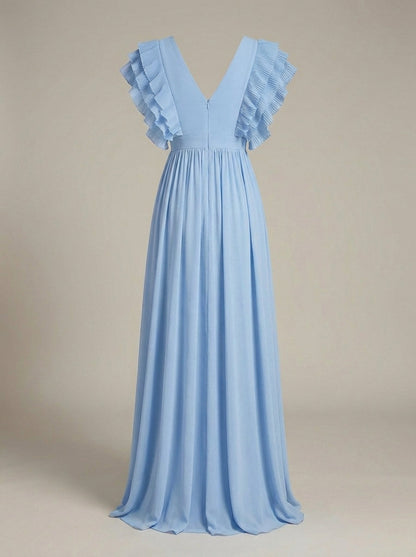 Elegante Ruchesglans Maxi Jurk Dames Bruiloft & Feestelijke Look