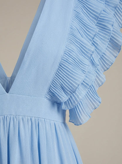 Elegante Ruchesglans Maxi Jurk Dames Bruiloft & Feestelijke Look