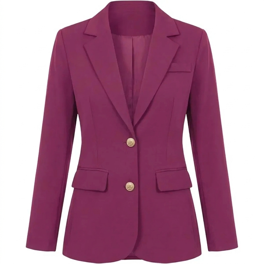 Dames Getailleerde Blazer met Revers en Tweeknoopssluiting