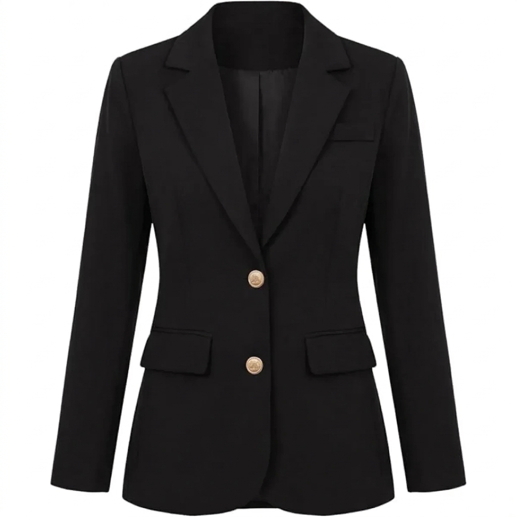 Dames Getailleerde Blazer met Revers en Tweeknoopssluiting