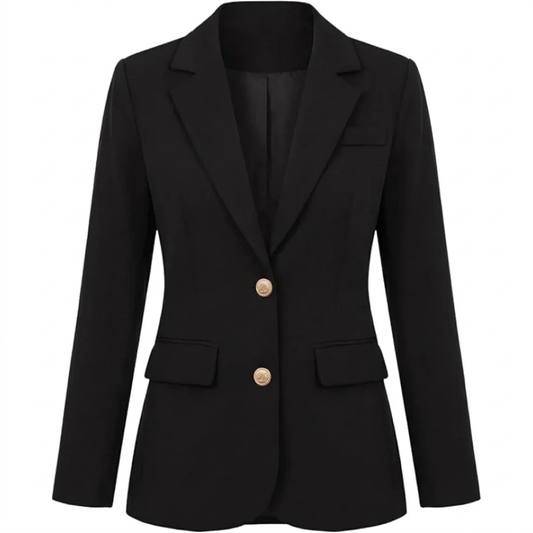 Dames Getailleerde Blazer met Revers en Tweeknoopssluiting