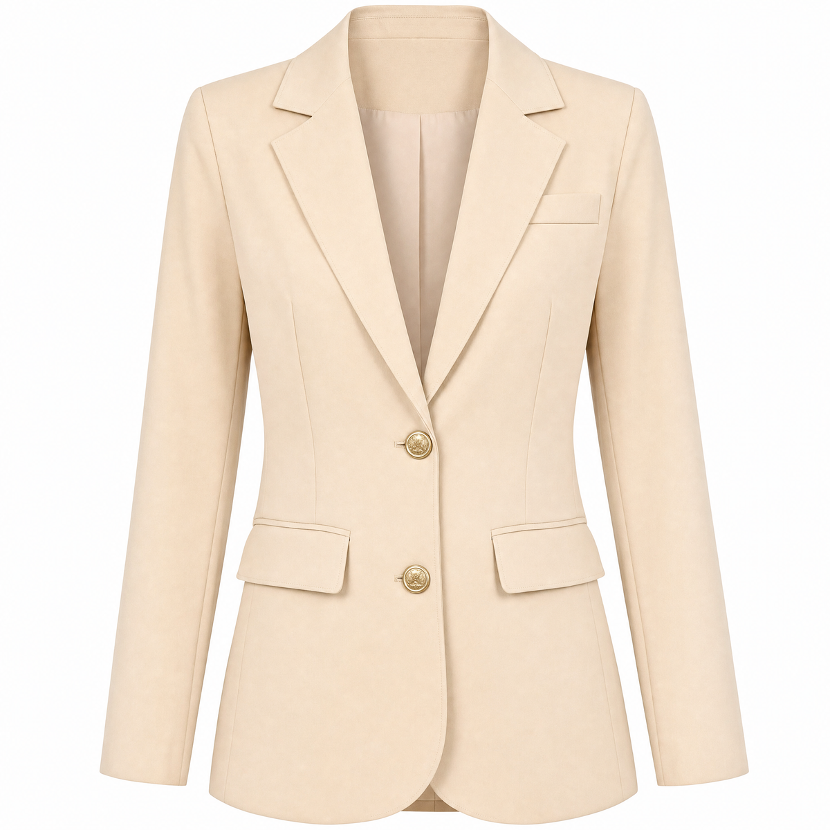 Dames Getailleerde Blazer met Revers en Tweeknoopssluiting