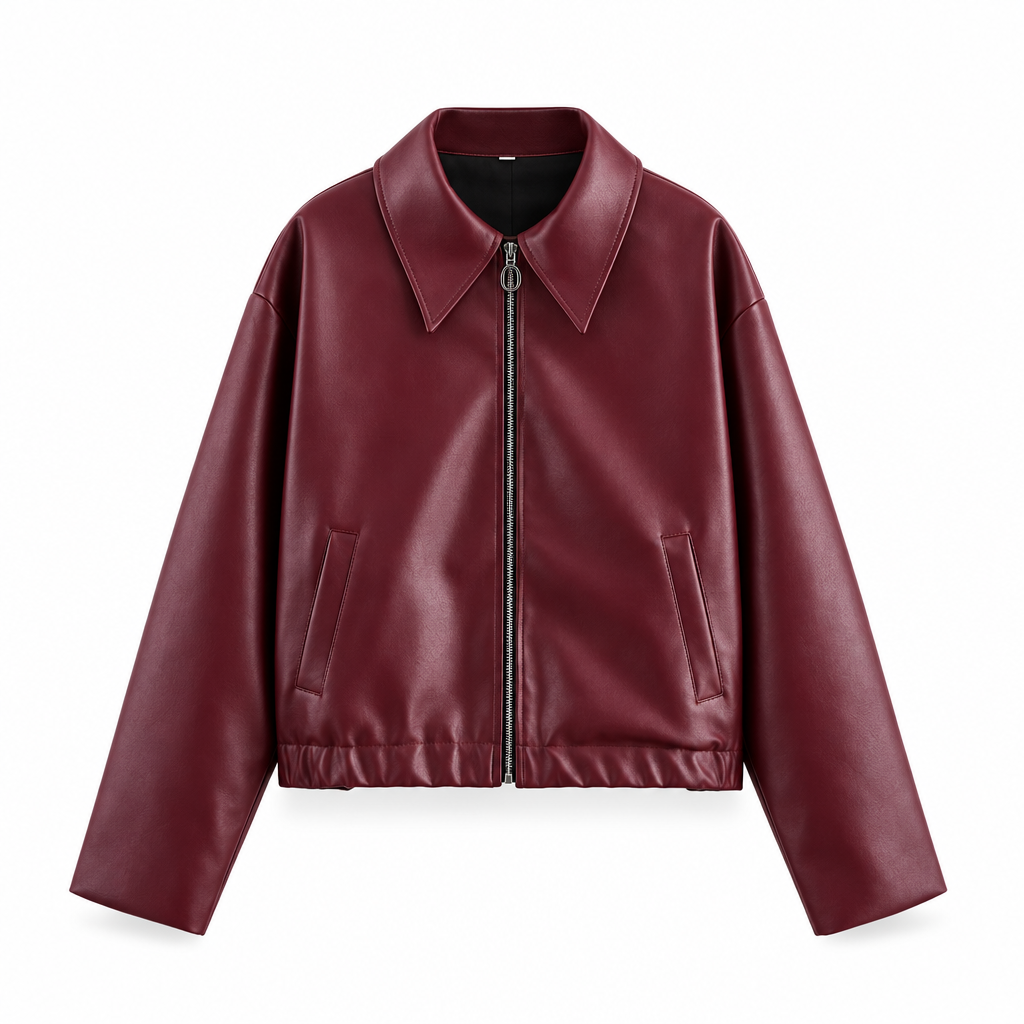 Dames Jack – Kort Bordeauxrood Jack met Ritssluiting en Zakritsen